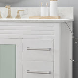 48" Wood Single Sink Bathroom Vanity with Marble Counter Top with Carrara White Marble - NH319703