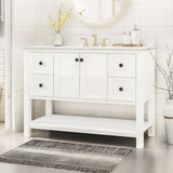 48" Wood Single Sink Bathroom Vanity with Marble Counter Top with Carrara White Marble - NH229703