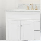 72" Wood Double Sink Bathroom Vanity with Marble Counter Top with Carrara White Marble - NH109703