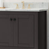 72" Wood Double Sink Bathroom Vanity with Marble Counter Top with Carrara White Marble - NH739703