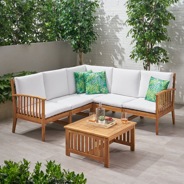 Outdoor 5 Seater Acacia Wood Sofa Sectional Set - NH915903