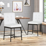 Industrial Modern 24" Counter Stool with Faux Leather Backing and Metal Pipe Base (Set of 2) - NH559803