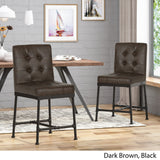 Industrial Modern 24" Counter Stool with Faux Leather Backing and Metal Pipe Base (Set of 2) - NH559803