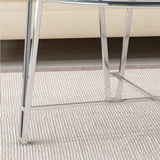 Modern Iron Coffee Table with Round Tempered Glass Top, Silver - NH692013