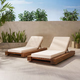 Outdoor Acacia Wood Chaise Lounge and Cushion Sets (Set of 2) - NH958903