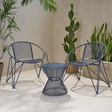 Modern Outdoor Iron Chat Set with Side Table - NH643013