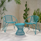 Modern Outdoor Iron Chat Set with Side Table - NH643013