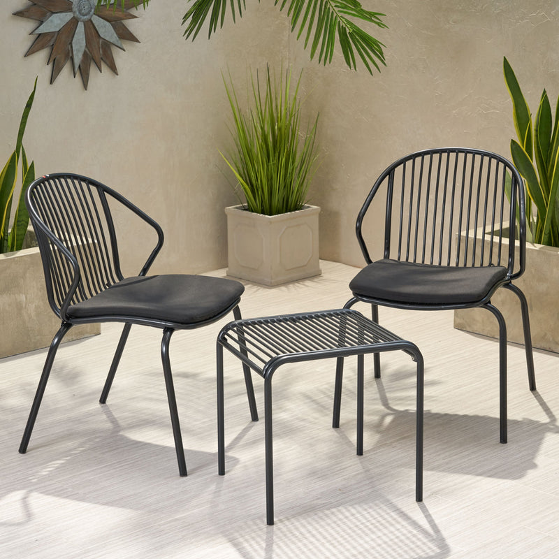 Outdoor Modern Iron 2 Seater Chat Set with Cushions - NH027013