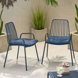 Outdoor Modern Iron Club Chair with Cushion (Set of 2) - NH237013
