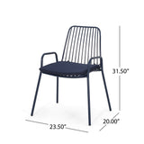 Outdoor Modern Iron Club Chair with Cushion (Set of 2) - NH237013