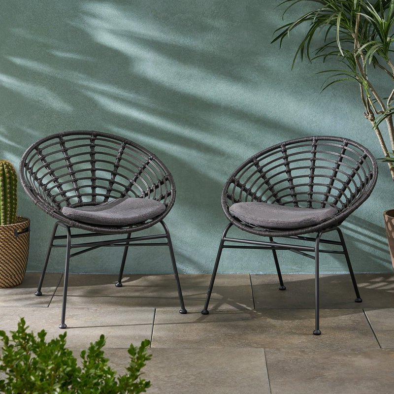 Outdoor Wicker Dining Chair with Cushion (Set of 2) - NH789903