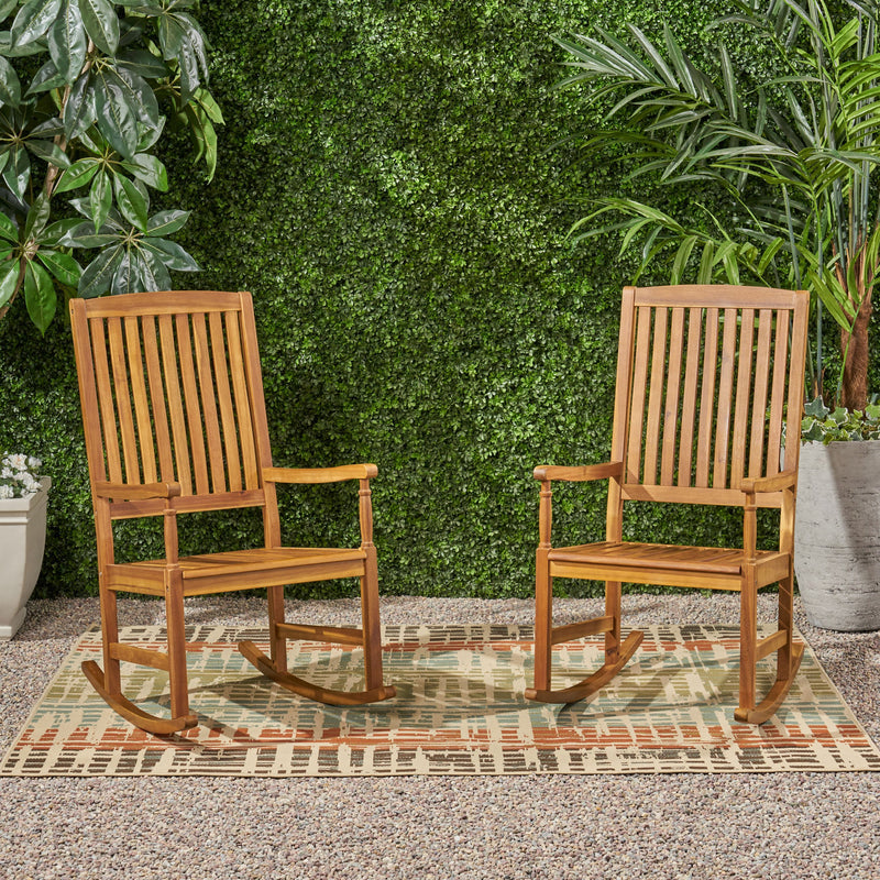 Outdoor Acacia Wood Rocking Chairs (Set of 2) - NH107903