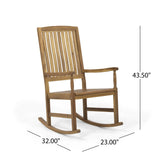 Outdoor 2 Seater Acacia Wood Rocking Chairs and Side Table Set - NH607903