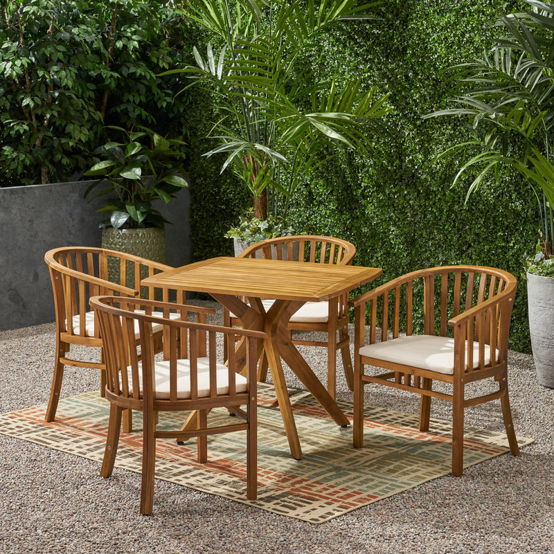 Outdoor 4 Seater Acacia Wood Square Dining Set - NH727903