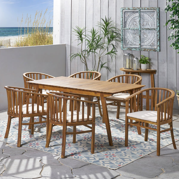 Outdoor Expandable 6 Seater Acacia Wood Dining Set - NH237903