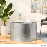 Modern Round Coffee Table with Hammered Iron - NH449803
