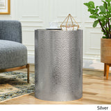 Modern Round Accent Table with Hammered Iron - NH649803