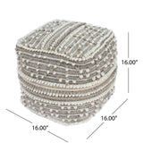 Wool and Cotton Pouf Ottoman - NH448903