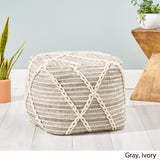 Wool and Cotton Pouf Ottoman - NH648903