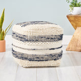 Contemporary Handcrafted Fabric Cube Pouf - NH573513