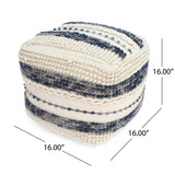 Wool and Cotton Pouf Ottoman - NH258903