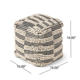 Wool and Cotton Pouf Ottoman - NH358903