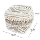 Wool and Cotton Pouf Ottoman - NH458903