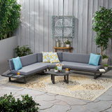 Outdoor Acacia Wood 5 Seater Sectional Sofa Set with Water-Resistant Cushions - NH661113