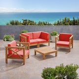 Outdoor 4 Seater Acacia Wood Loveseat Chat Set - NH504803