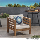 Outdoor Acacia Wood Club Chair with Cushion - NH363803