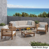 Outdoor 5 Seater Acacia Wood Sofa Chat Set - NH954803