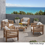 Outdoor 4 Seater Acacia Wood Club Chair and Coffee Table Set - NH944803