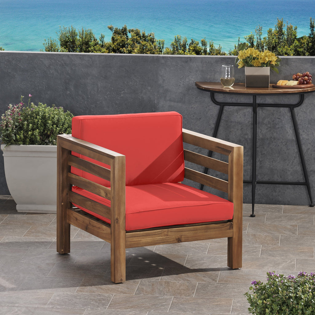 Outdoor Acacia Wood Club Chair with Cushion NH363803 Noble House