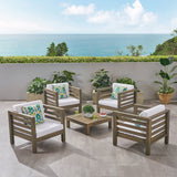Outdoor 4 Seater Acacia Wood Club Chair and Coffee Table Set - NH944803