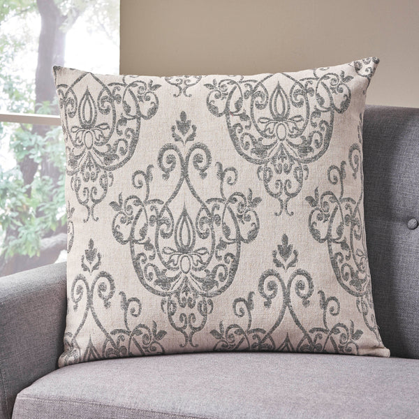 Modern Fabric Throw Pillow, Natural and Gray - NH464903