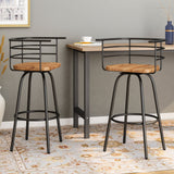 Industrial Modern 29" Swivel Barstool with Rubberwood Seat (Set of 2) - NH548803