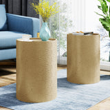 Modern Round Hammered Iron Accent Table (2 Pack) - NH609803