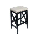 Contemporary Farmhouse Upholstered Fabric Barstools (Set of 2) - NH835903