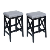 Contemporary Farmhouse Upholstered Fabric Barstools (Set of 2) - NH835903