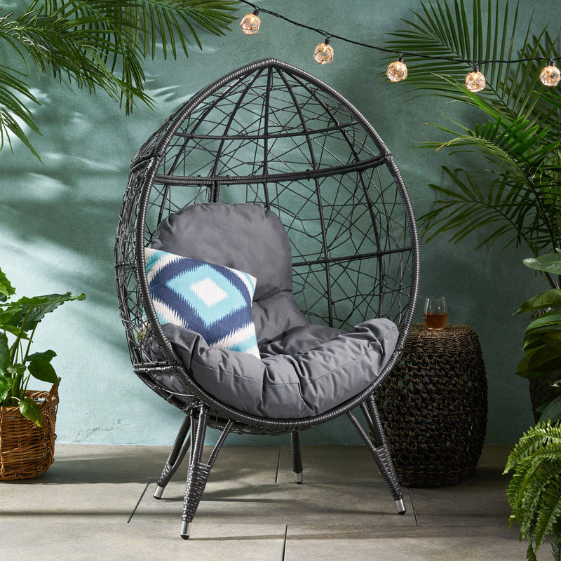 Outdoor Wicker Teardrop / Egg Chair with Cushion - NH613113