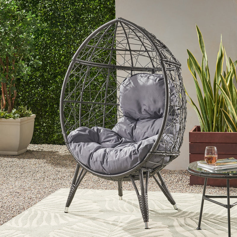 Outdoor Wicker Teardrop Chair with Cushion - NH023113