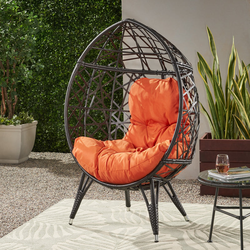 Outdoor Wicker Teardrop Chair with Cushion - NH223113