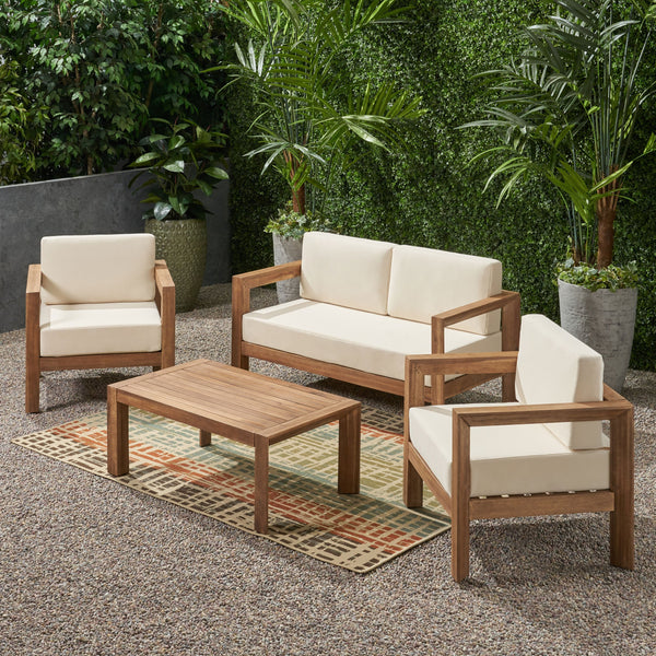 Outdoor 4 Seater Acacia Wood Chat Set - NH437903