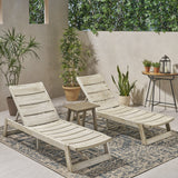Outdoor Acacia Wood Chaise 3 Piece Lounge Set - NH952013