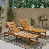Outdoor Wood and Iron Chaise Lounges (Set of 2) - NH218903