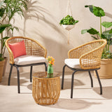 Outdoor Wicker 3 Piece Chat Set with Side Table - NH607113