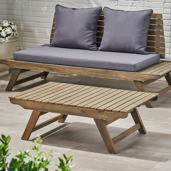 Outdoor Wooden Coffee Table, Gray Finish - NH771903