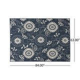 Outdoor Botanical Area Rug, Blue and Ivory - NH175803