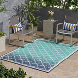 Outdoor Ombre Area Rug, Blue and Ivory - NH375803