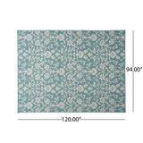 Foam Outdoor Botanical Area Rug, Blue and Ivory - NH775803